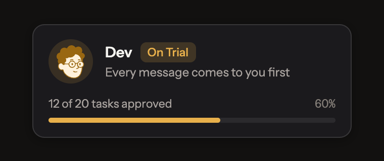 Agent on trial with approval progress